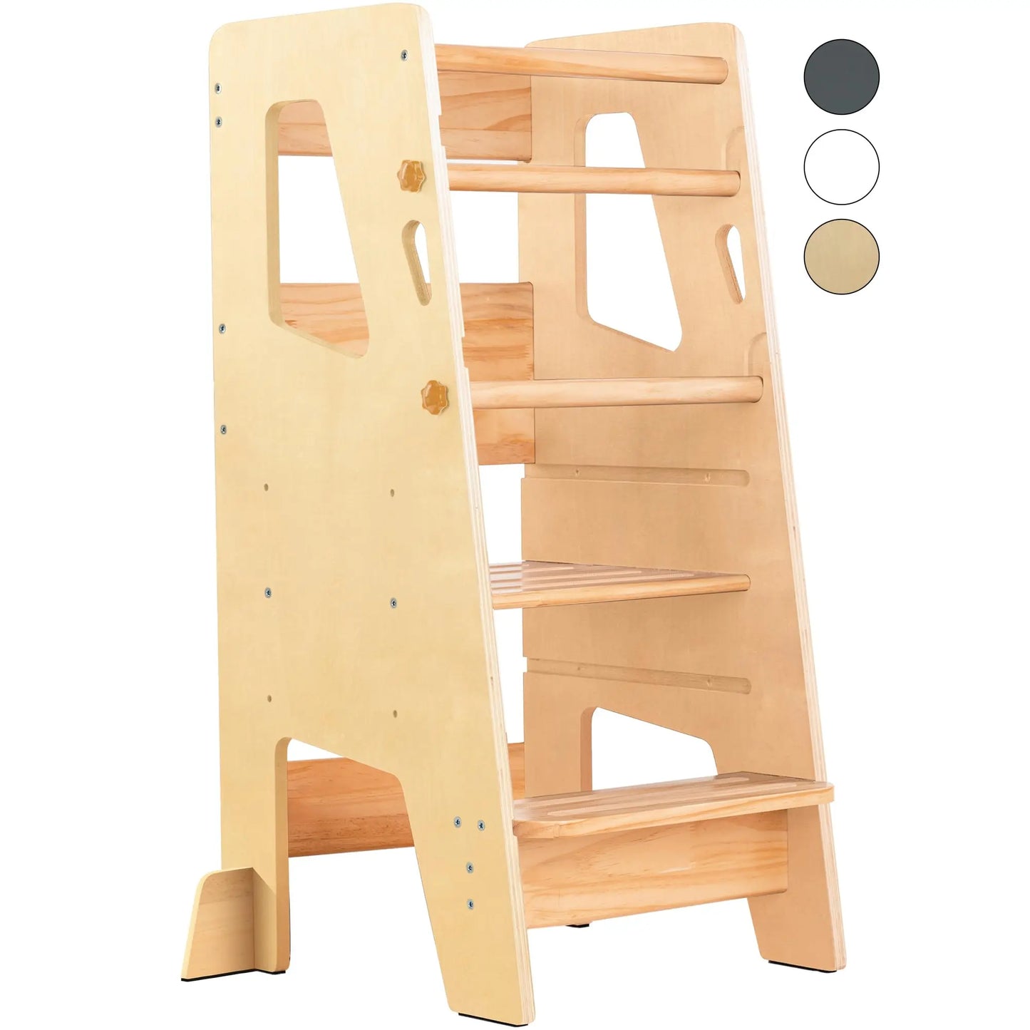 πͺ Montessori Foldable Wooden Learning Tower β Kitchen Helper Step Stool with Storage