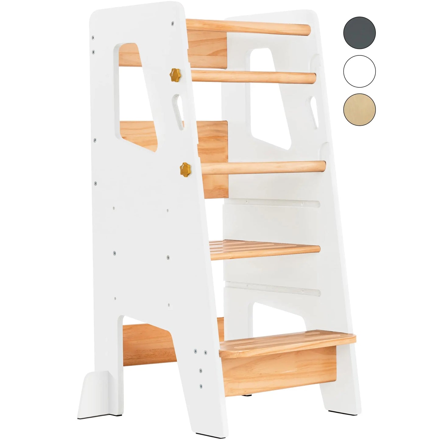 πͺ Montessori Foldable Wooden Learning Tower β Kitchen Helper Step Stool with Storage