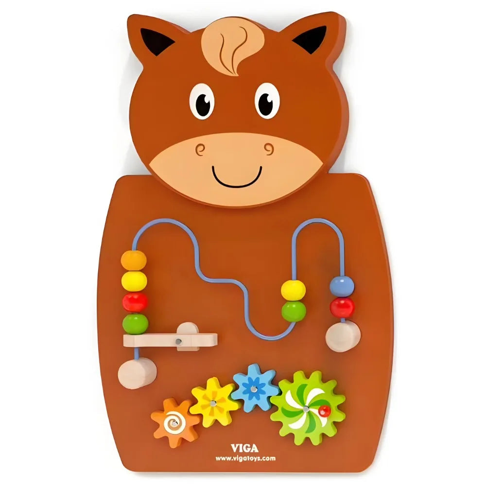 🦁 Montessori Wooden Busy Board – Sensory Wall Panel for Kids
