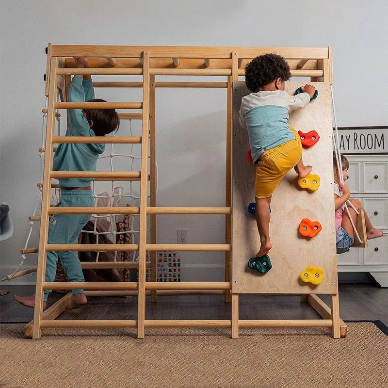 🧗 Montessori Wooden Climber & Slide Set – Indoor Play Gym for Kids