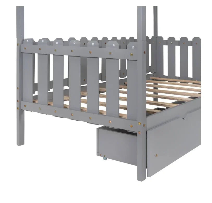 🛏️ Montessori Wooden House Bed for Kids – Toddler & Children’s Bedroom Furniture