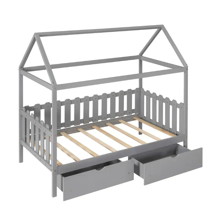🛏️ Montessori Wooden House Bed for Kids – Toddler & Children’s Bedroom Furniture