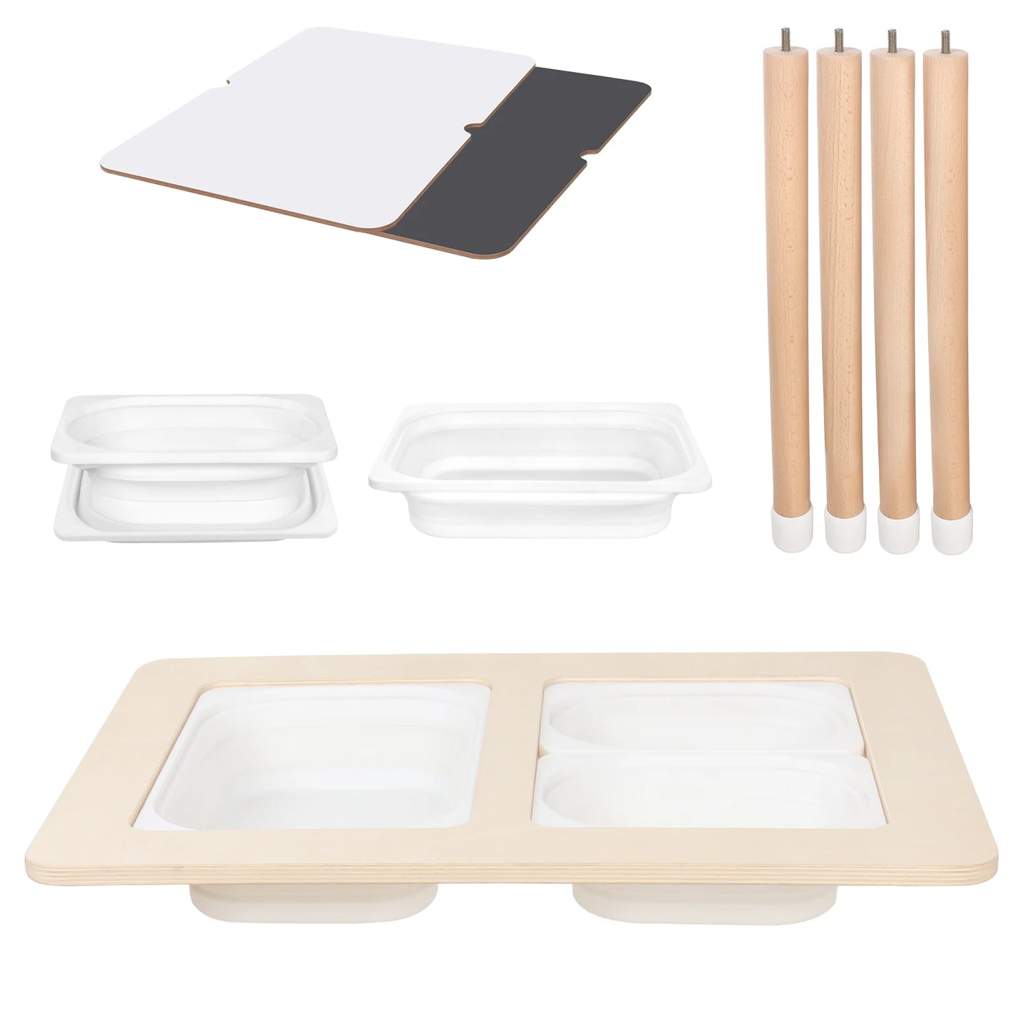 🪑 Montessori Wooden Kids Activity Table – Sensory, Sand, Water & Study Desk