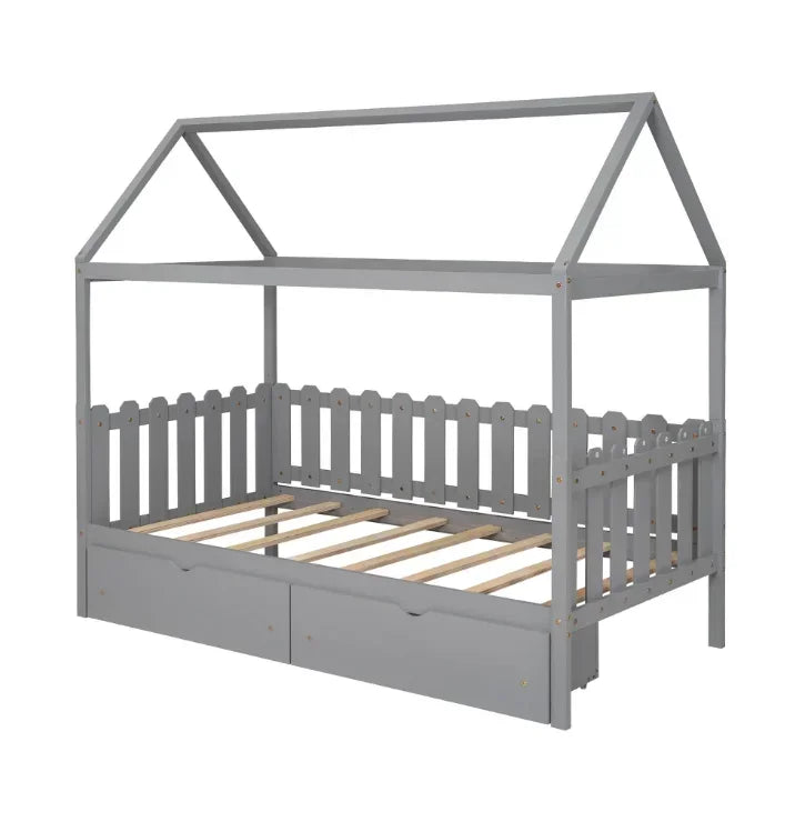 🛏️ Montessori Wooden House Bed for Kids – Toddler & Children’s Bedroom Furniture