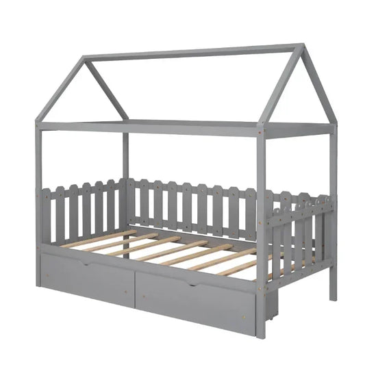 🛏️ Montessori Wooden House Bed for Kids – Toddler & Children’s Bedroom Furniture