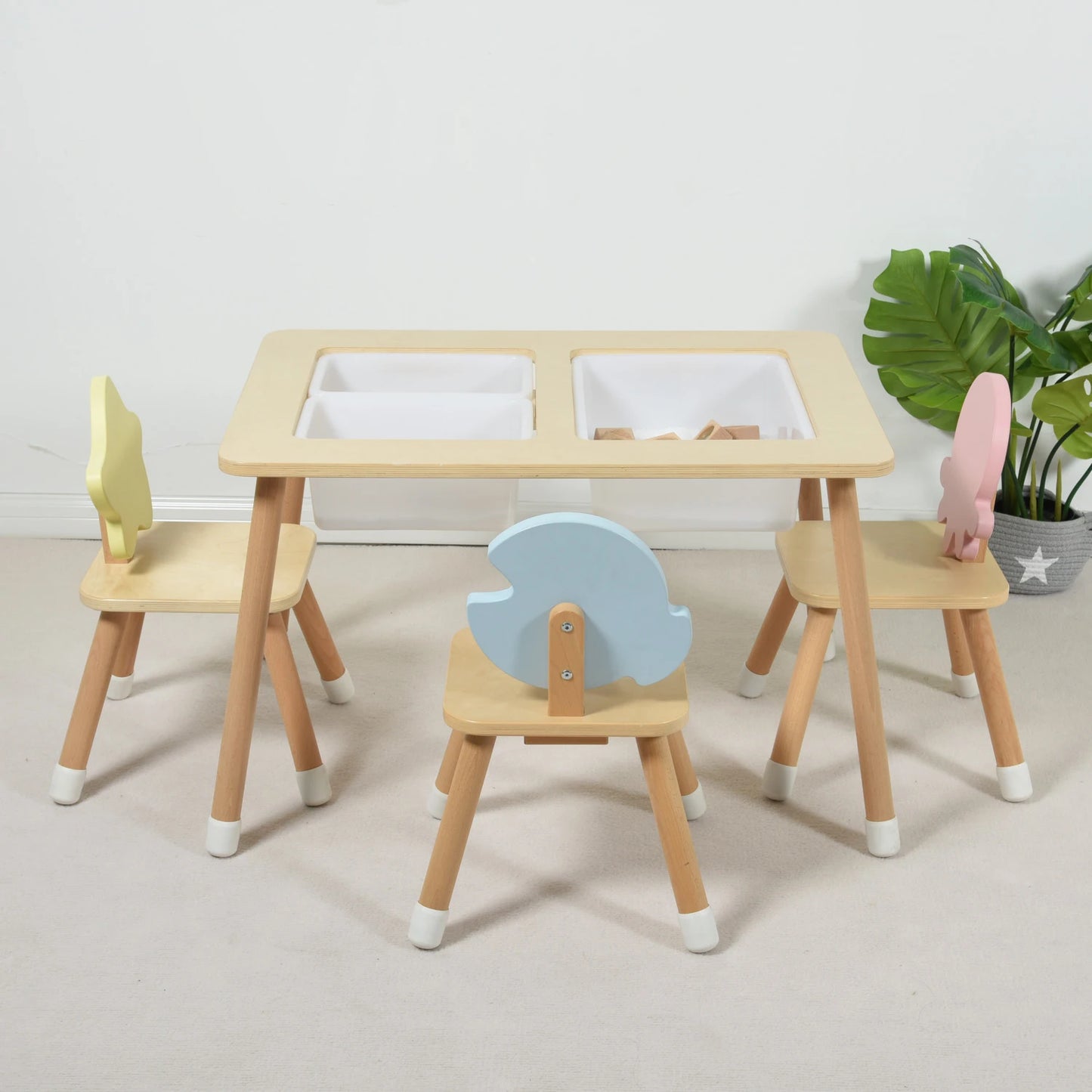 🪑 Montessori Wooden Kids Activity Table – Sensory, Sand, Water & Study Desk